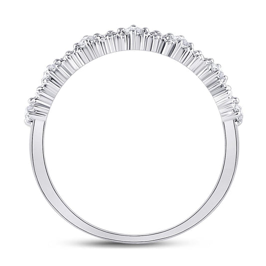 14k White Gold Round Diamond Stackable Band Ring 1/6 Cttw