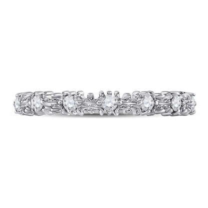 14k White Gold Round Diamond Stackable Band Ring 1/6 Cttw
