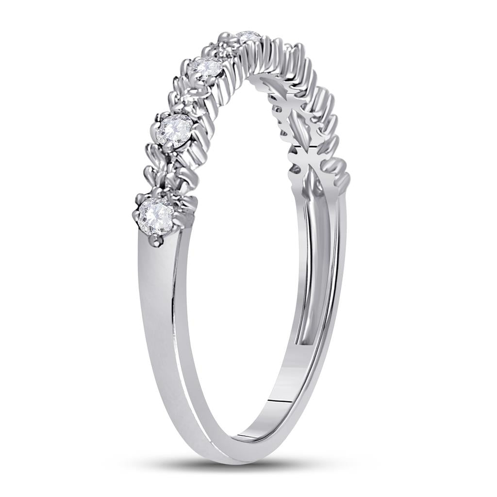 14k White Gold Round Diamond Stackable Band Ring 1/6 Cttw