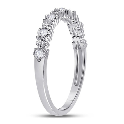 14k White Gold Round Diamond Stackable Band Ring 1/6 Cttw