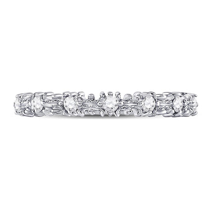 14k White Gold Round Diamond Stackable Band Ring 1/6 Cttw