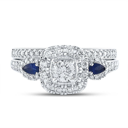 14k White Gold Round Diamond Bridal Wedding Ring Set 7/8 Cttw (Certified)