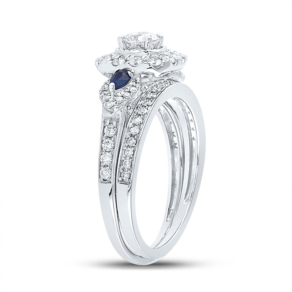 14k White Gold Round Diamond Bridal Wedding Ring Set 7/8 Cttw (Certified)