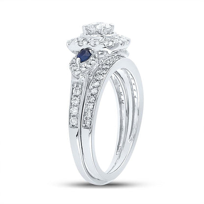 14k White Gold Round Diamond Bridal Wedding Ring Set 7/8 Cttw (Certified)