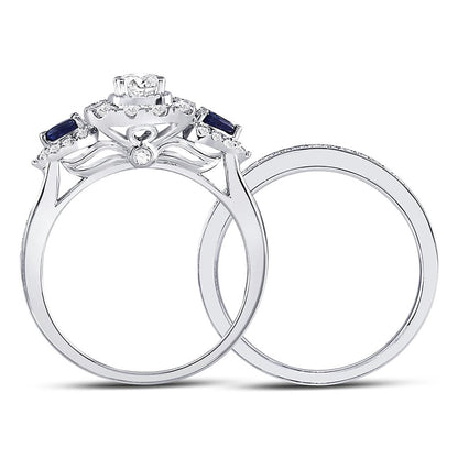 14k White Gold Round Diamond Bridal Wedding Ring Set 7/8 Cttw (Certified)