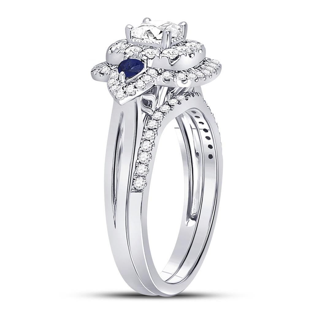 14k White Gold Princess Diamond Bridal Wedding Ring Set 7/8 Cttw (Certified)