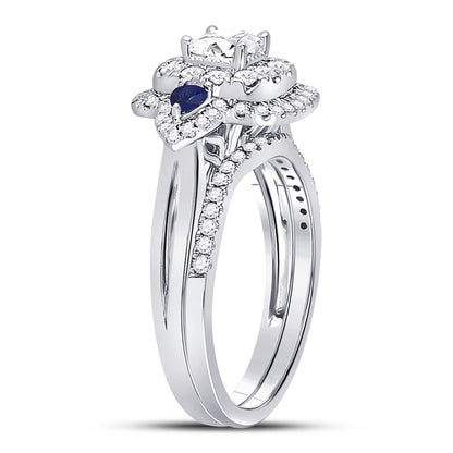 14k White Gold Princess Diamond Bridal Wedding Ring Set 7/8 Cttw (Certified)