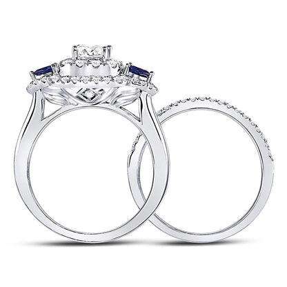 14k White Gold Princess Diamond Bridal Wedding Ring Set 7/8 Cttw (Certified)