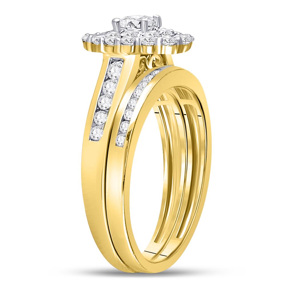 14k Yellow Gold Round Diamond Bridal Wedding Ring Set 1 Cttw (Certified)