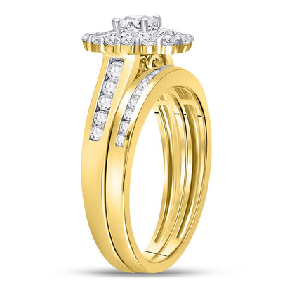 14k Yellow Gold Round Diamond Bridal Wedding Ring Set 1 Cttw (Certified)