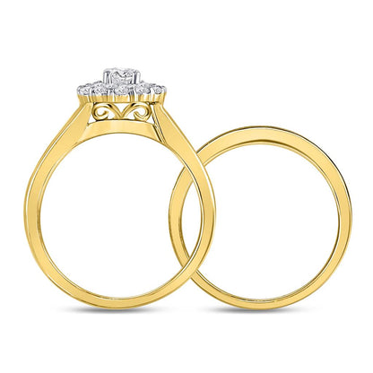 14k Yellow Gold Round Diamond Bridal Wedding Ring Set 1 Cttw (Certified)