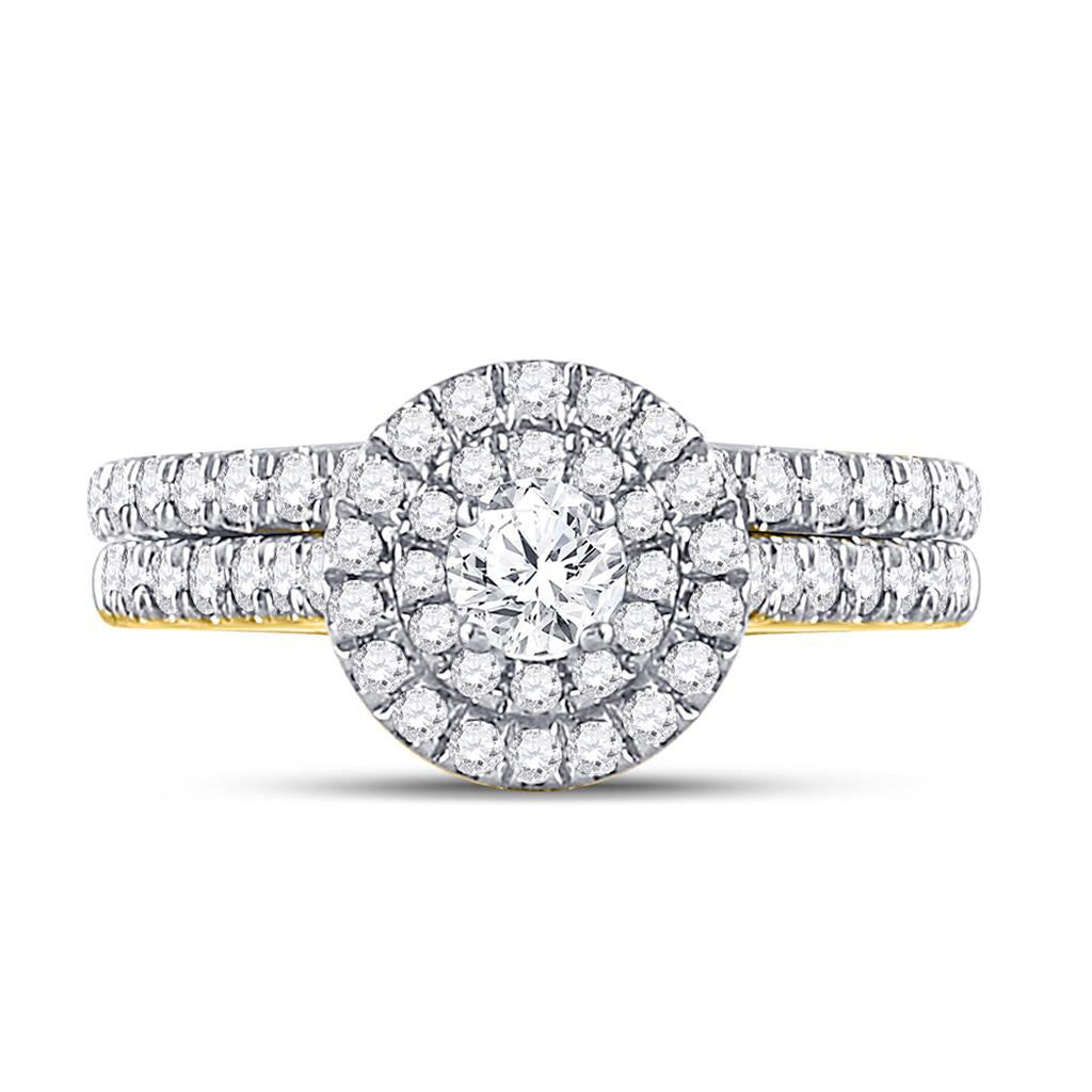 14k Yellow Gold Round Diamond Bridal Wedding Ring Set 1 Cttw (Certified)