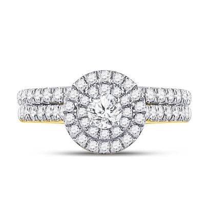14k Yellow Gold Round Diamond Bridal Wedding Ring Set 1 Cttw (Certified)