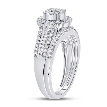 14k White Gold Round Diamond Bridal Wedding Ring Set 1/2 Cttw