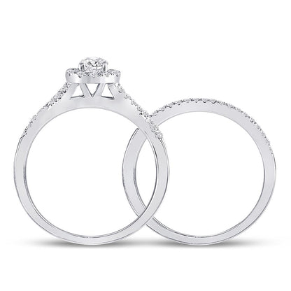 14k White Gold Round Diamond Bridal Wedding Ring Set 5/8 Cttw (Certified)