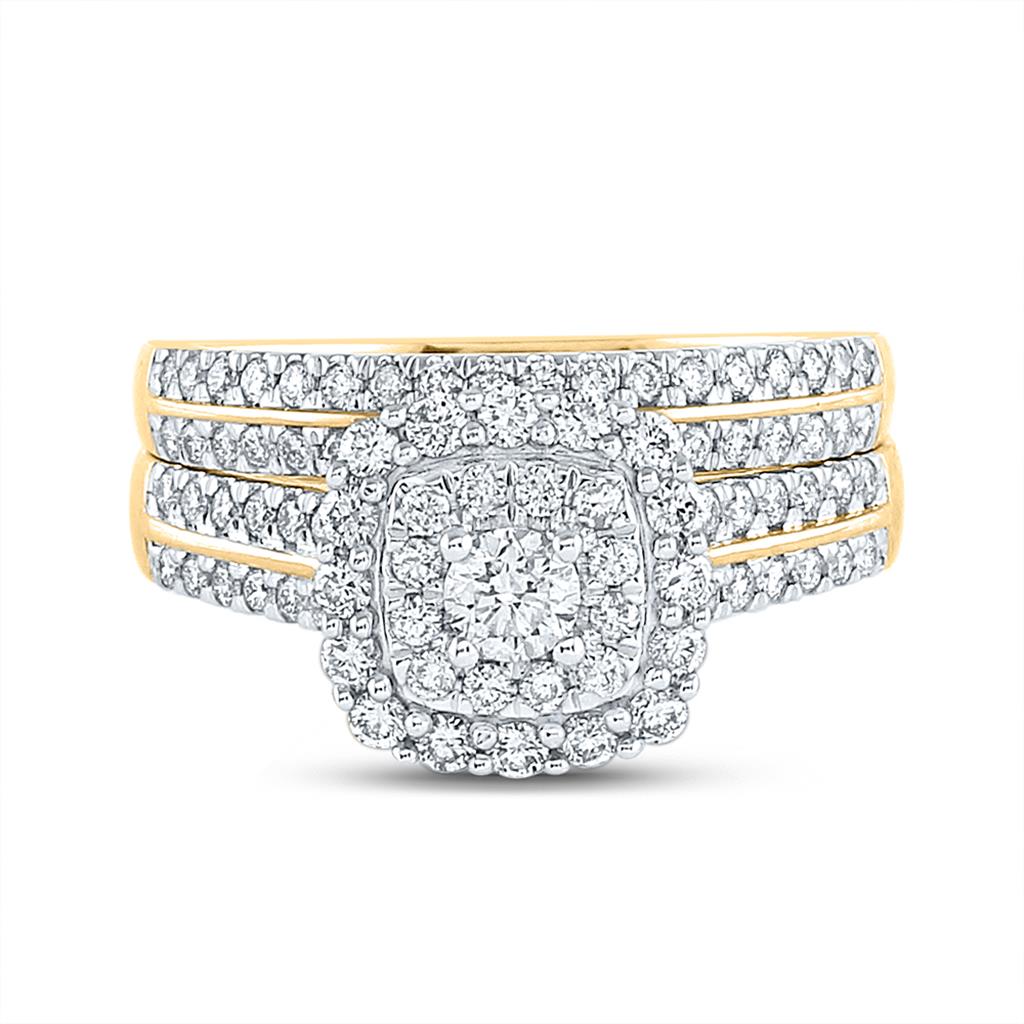 14k Yellow Gold Round Diamond Bridal Wedding Ring Set 1 Cttw (Certified)