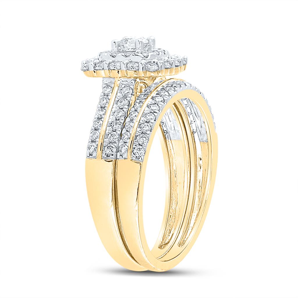 14k Yellow Gold Round Diamond Bridal Wedding Ring Set 1 Cttw (Certified)