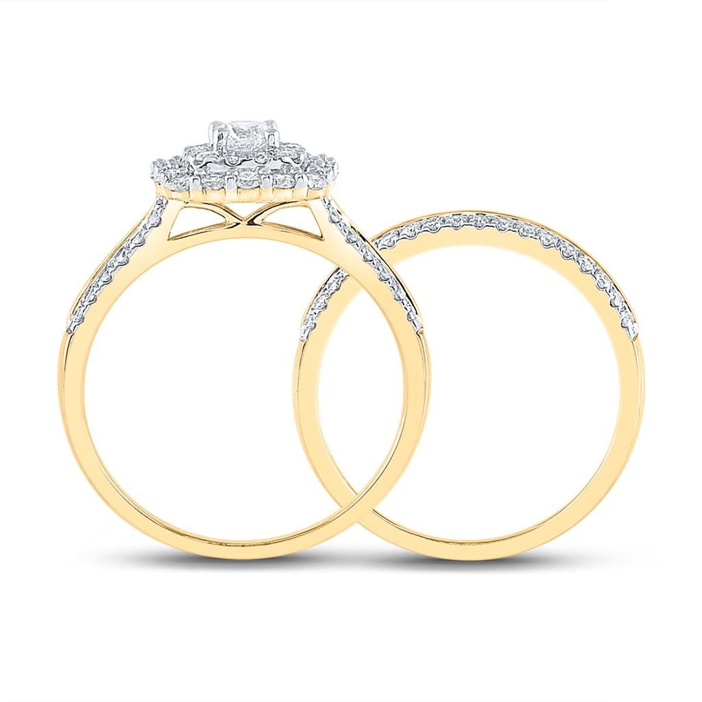 14k Yellow Gold Round Diamond Bridal Wedding Ring Set 1 Cttw (Certified)