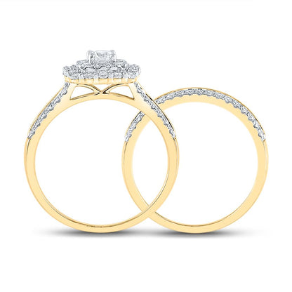 14k Yellow Gold Round Diamond Bridal Wedding Ring Set 1 Cttw (Certified)