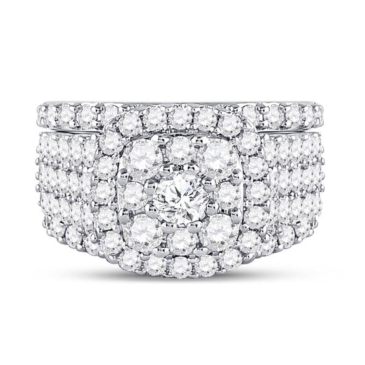 14k White Gold Round Diamond Bridal Wedding Ring Set 3-3/4 Cttw