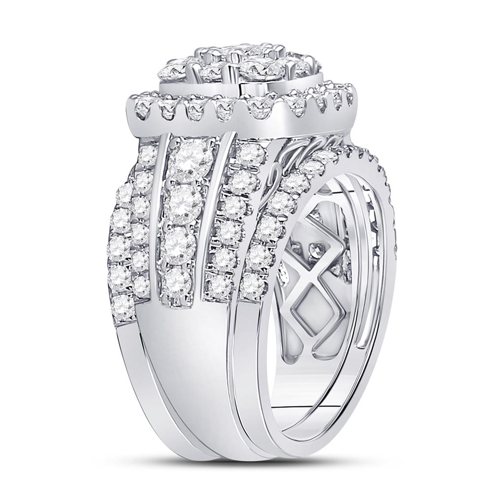 14k White Gold Round Diamond Bridal Wedding Ring Set 3 Cttw