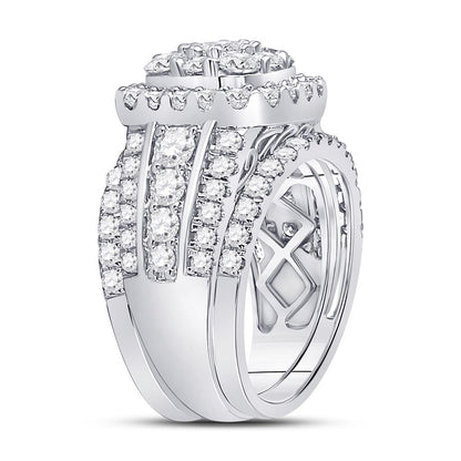 14k White Gold Round Diamond Bridal Wedding Ring Set 3 Cttw