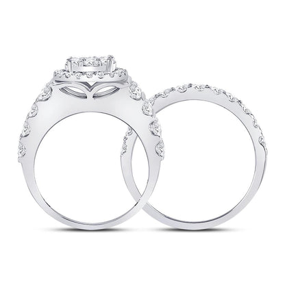 14k White Gold Round Diamond Bridal Wedding Ring Set 3-5/8 Cttw