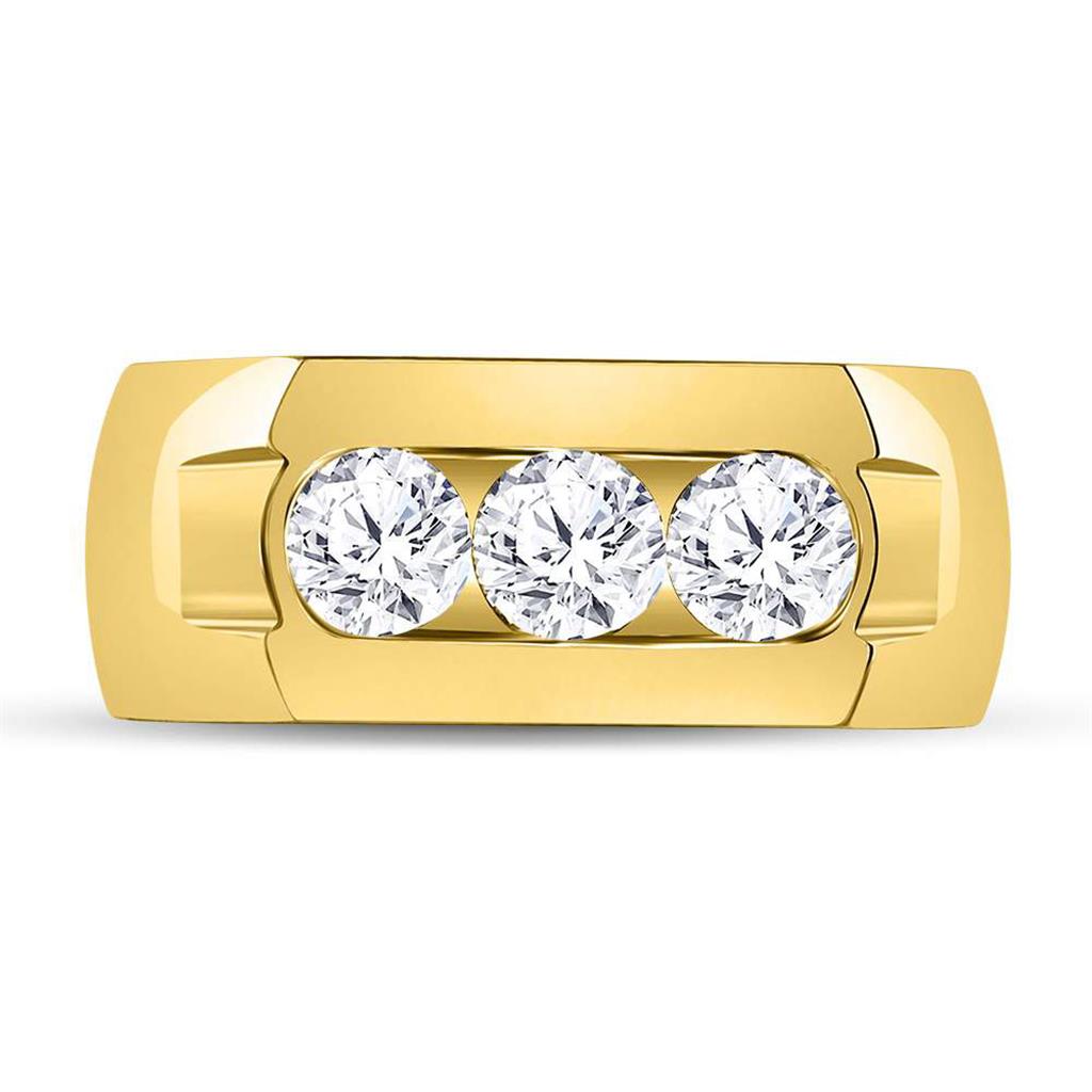 14k Yellow Gold Round Diamond Wedding Band Ring 1-3/8 Cttw (Certified)