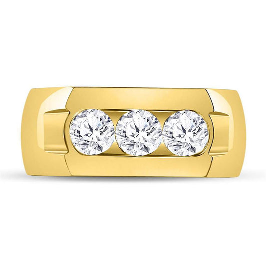 14k Yellow Gold Round Diamond Wedding Band Ring 1-3/8 Cttw (Certified)