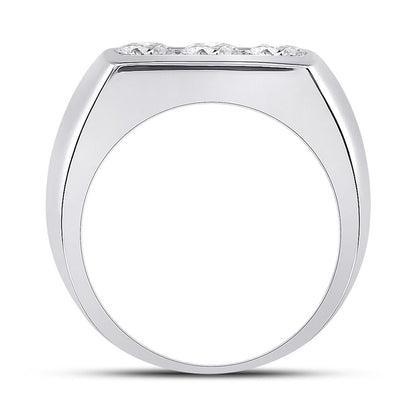 14k White Gold Round Diamond 3-Stone Band Ring 1-1/2 Cttw (Certified)