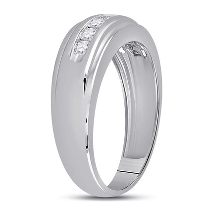 14k White Gold Round Diamond Wedding Single Row Band Ring 1/2 Cttw