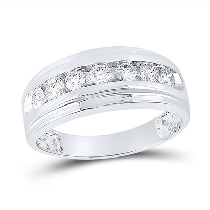 14k White Gold Round Diamond Wedding Band Ring 7/8 Cttw