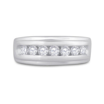 14k White Gold Round Diamond Wedding Band Ring 7/8 Cttw