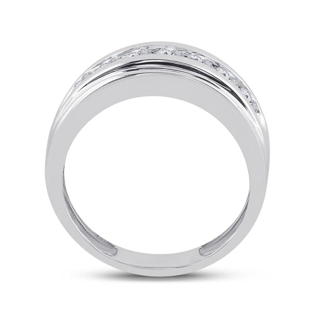 14k White Gold Round Diamond Wedding Band Ring 7/8 Cttw