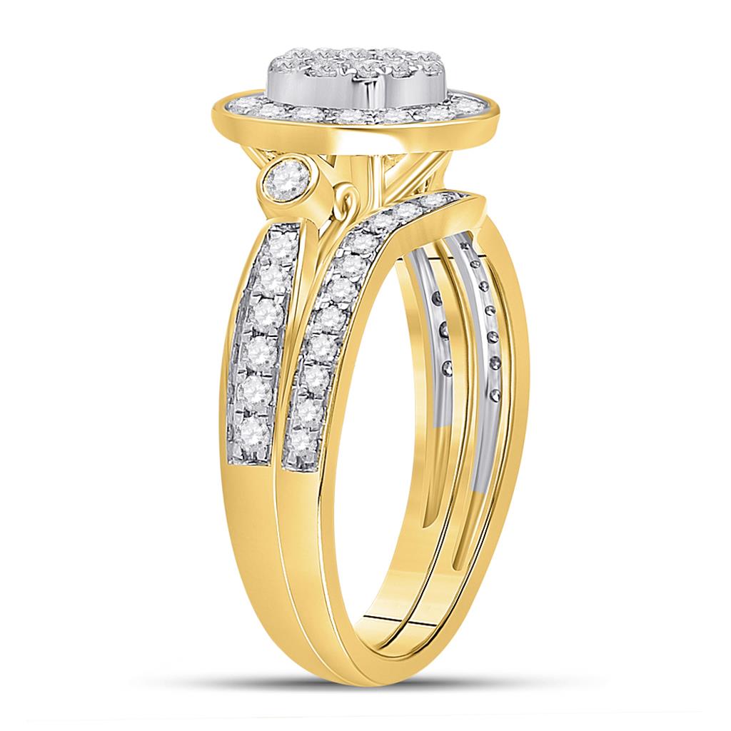 14k Yellow Gold Princess Diamond Bridal Wedding Ring Set 3/4 Cttw