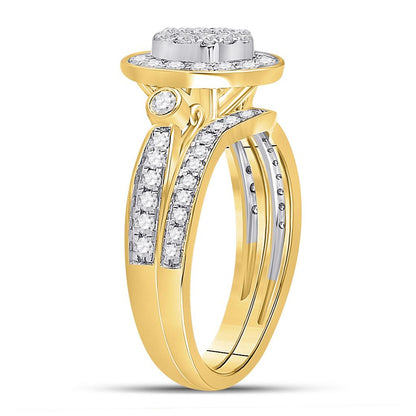 14k Yellow Gold Princess Diamond Bridal Wedding Ring Set 3/4 Cttw