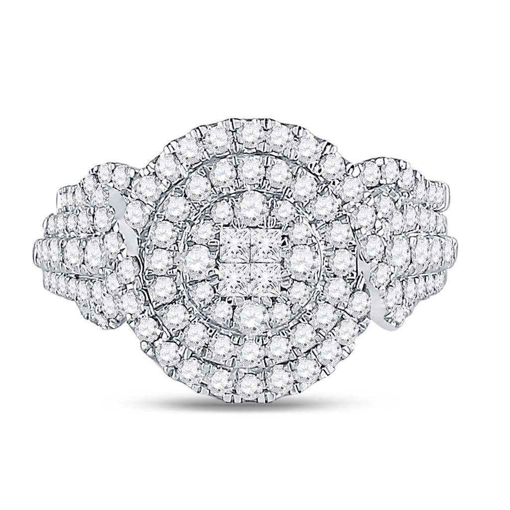 14k White Gold Princess Diamond Bridal Wedding Ring Set 1-1/4 Cttw