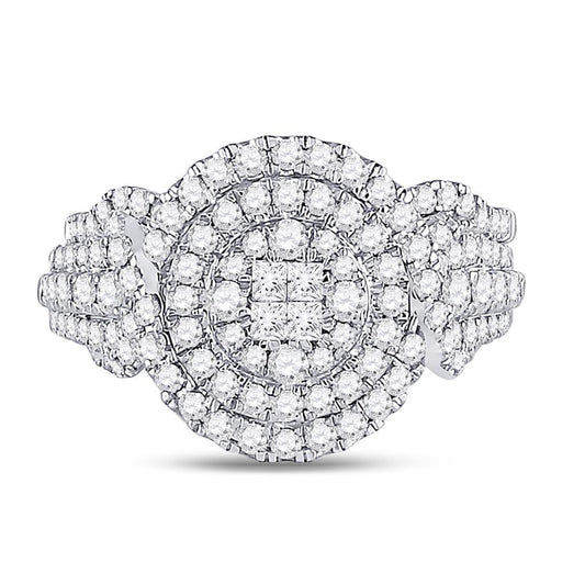 14k White Gold Princess Diamond Bridal Wedding Ring Set 1-1/4 Cttw