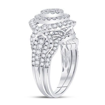 14k White Gold Princess Diamond Bridal Wedding Ring Set 1-1/4 Cttw