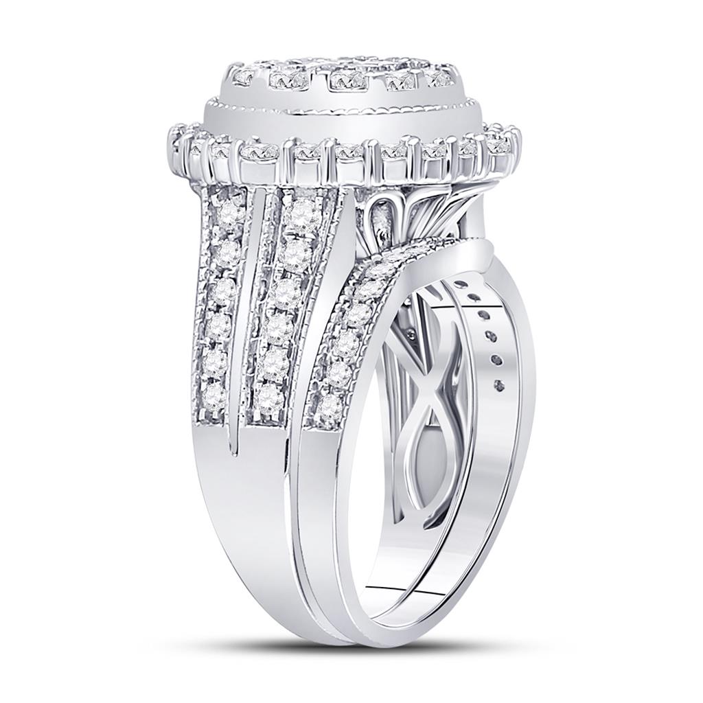 14k White Gold Princess Diamond Bridal Wedding Ring Set 2 Cttw