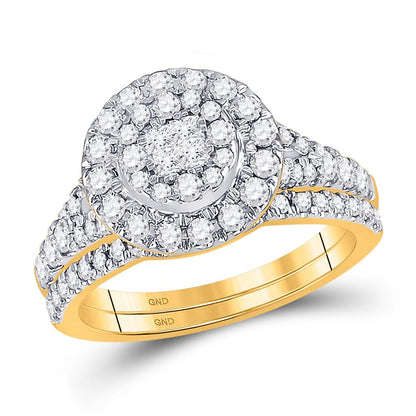 14k Yellow Gold Princess Diamond Bridal Wedding Ring Set 1 Cttw