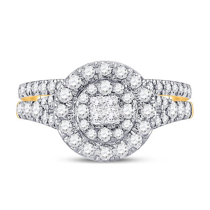 14k Yellow Gold Princess Diamond Bridal Wedding Ring Set 1 Cttw