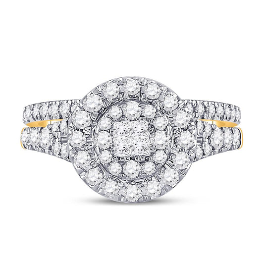 14k Yellow Gold Princess Diamond Bridal Wedding Ring Set 1 Cttw