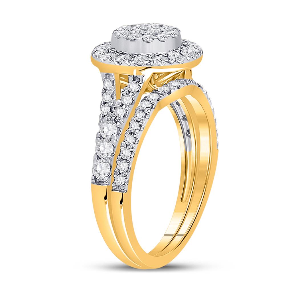14k Yellow Gold Princess Diamond Bridal Wedding Ring Set 1 Cttw