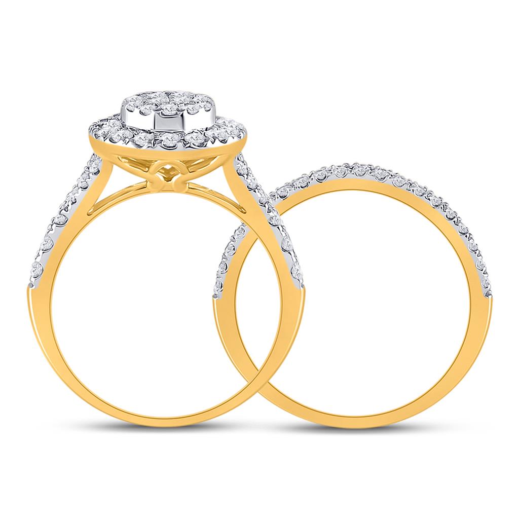14k Yellow Gold Princess Diamond Bridal Wedding Ring Set 1 Cttw