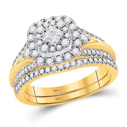 14k Yellow Gold Princess Diamond Bridal Wedding Ring Set 3/4 Cttw