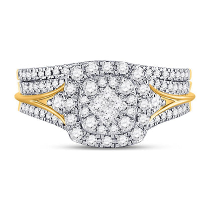 14k Yellow Gold Princess Diamond Bridal Wedding Ring Set 3/4 Cttw