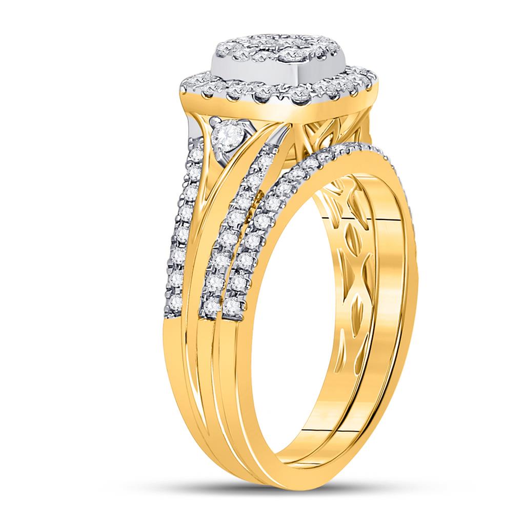14k Yellow Gold Princess Diamond Bridal Wedding Ring Set 3/4 Cttw