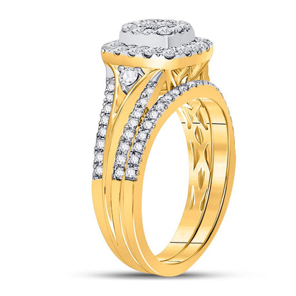 14k Yellow Gold Princess Diamond Bridal Wedding Ring Set 3/4 Cttw