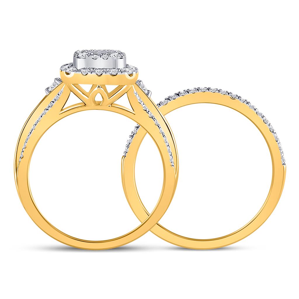 14k Yellow Gold Princess Diamond Bridal Wedding Ring Set 3/4 Cttw